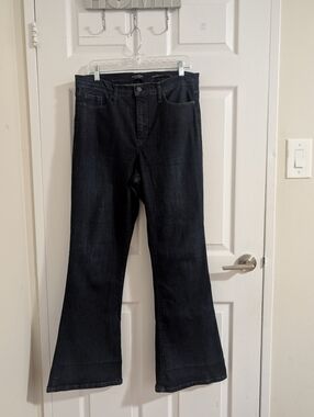 Banana Republic High-Rise Flare Jeans Dark Wash Premium Denim Luxueux Sz 31